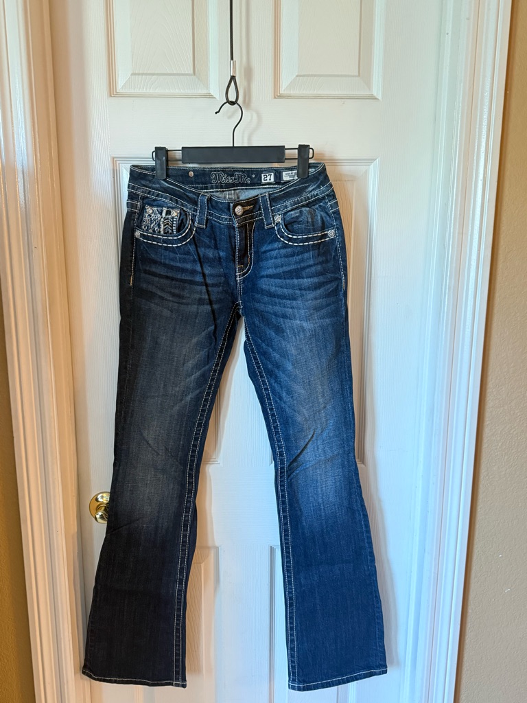 Miss Me Dark Blue Embroidered Flare Jeans 27/34